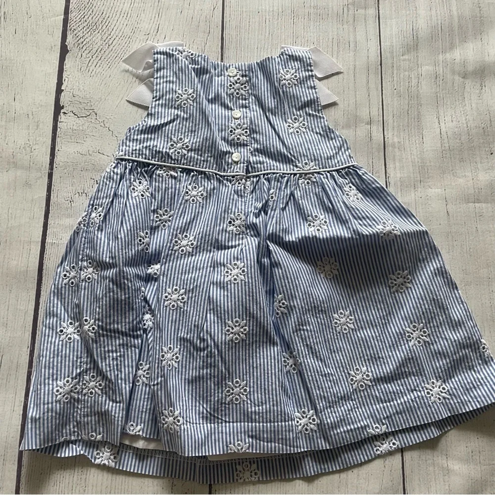 Gymboree Island Hopper Blue Striped Dress Size 6-12 months